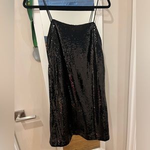 black sequin dress